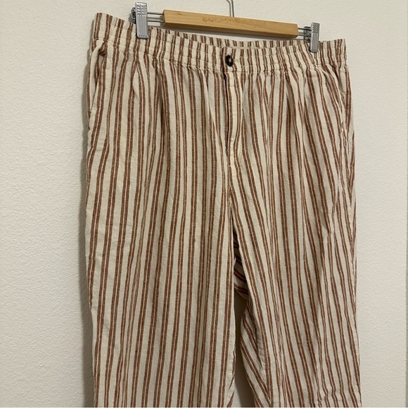 Madewell Linen-Cotton Track Trousers Off White Brown Striped Size XL Women’s - Picture 3 of 7